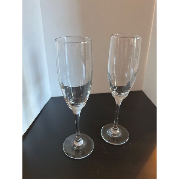 Champagne Flutes Tall Set Of 2 Elegant Clear Glass Champagne Flutes Glasses - Picture 1 of 6